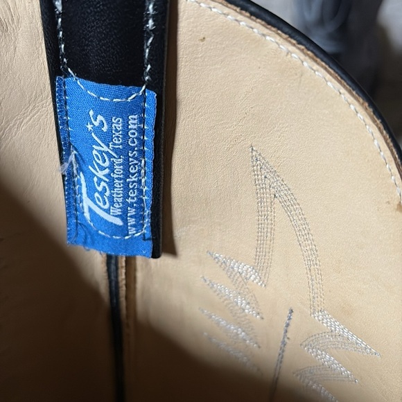 Teskey’s Black Western Embroidered mens cowboy Boots size 11.5 - made in USA - Picture 8 of 12